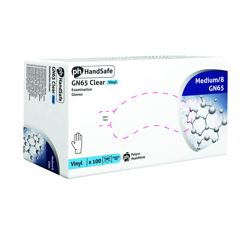 Handsafe+Powder-Free+Vinyl+Gloves+Medium+Clear+%28Pack+of+100%29+GN65
