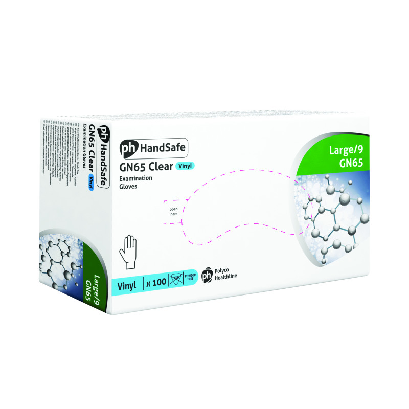 Handsafe+Powder-Free+Vinyl+Gloves+Large+Clear+%28Pack+of+100%29+GN65