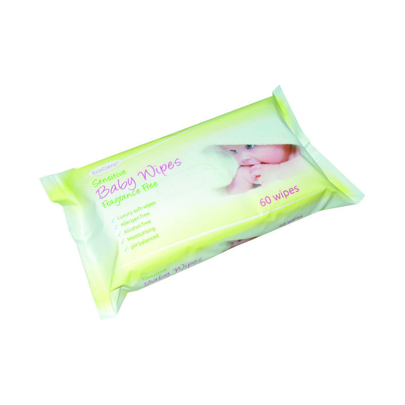 EcoTech+Baby+Wipes+Fragrance+Free+60+Sheets+%28Pack+of+12%29+FPBW60FF