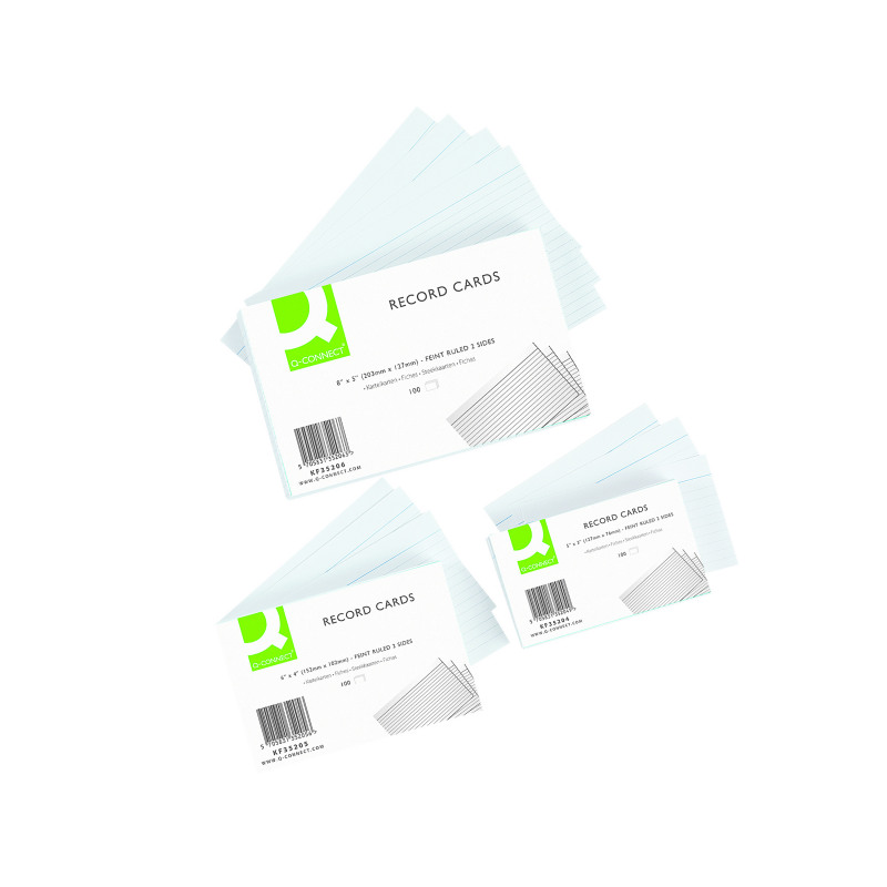 Q-Connect+Record+Card+203x127mm+Ruled+Feint+White+%28100+Pack%29+KF35206