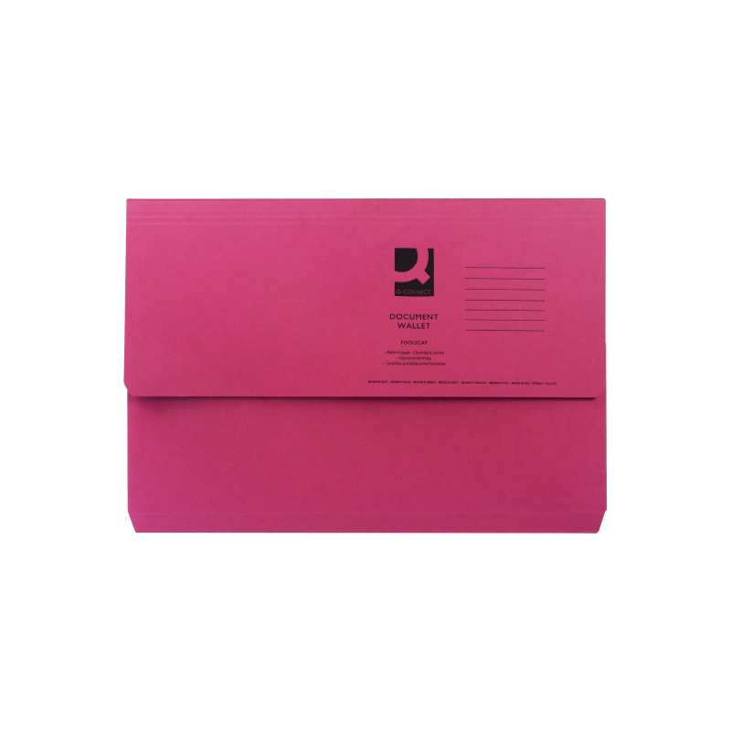 Q-Connect+Document+Wallet+Foolscap+Red+%28Pack+of+50%29+KF23016