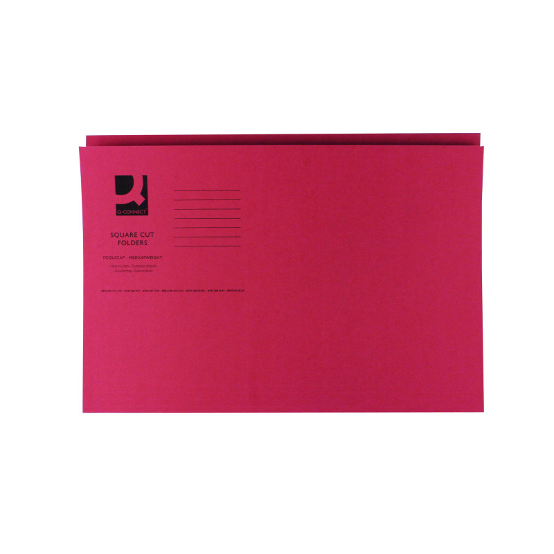 Q-Connect+Square+Cut+Folder+Mediumweight+250gsm+Foolscap+Red+%28Pack+of+100%29+KF01186