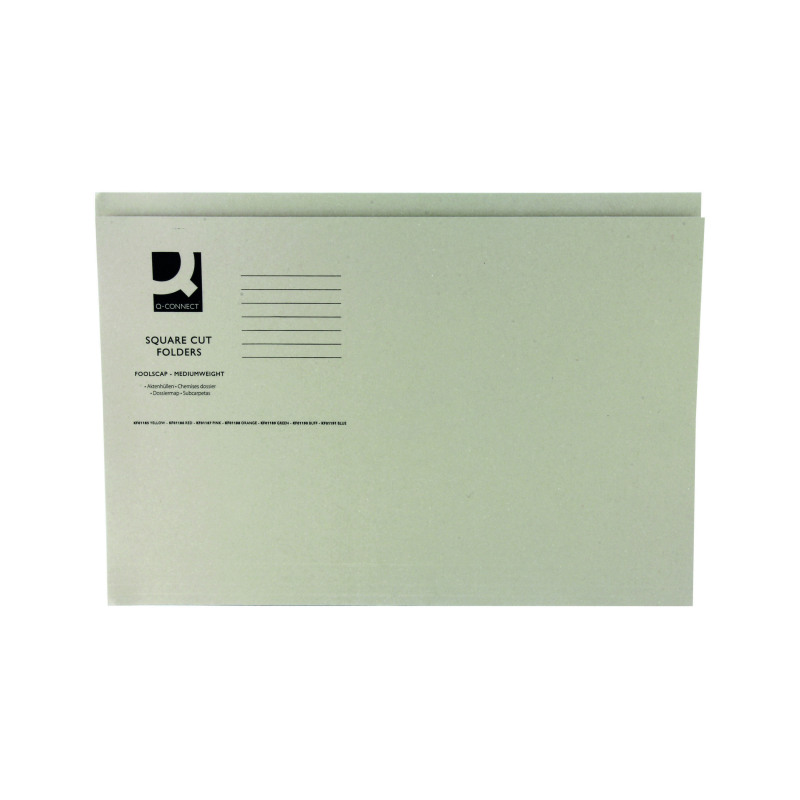 Q-Connect+Square+Cut+Folder+Mediumweight+250gsm+Foolscap+Buff+%28Pack+of+100%29+KF01190
