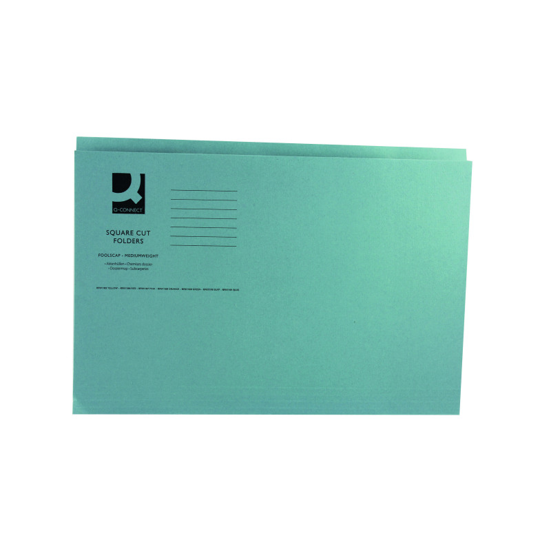 Q-Connect+Square+Cut+Folder+Mediumweight+250gsm+Foolscap+Blue+%28Pack+of+100%29+KF01191