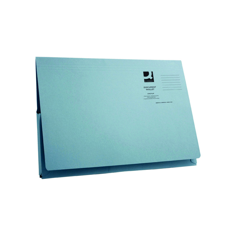 Q-Connect+Long+Flap+Document+Wallet+Foolscap+Blue+%28Pack+of+50%29+KF03929