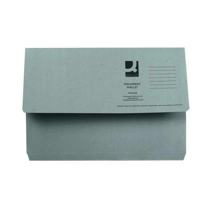 Q-Connect+Document+Wallet+Foolscap+Grey+%28Pack+of+50%29+KF23013