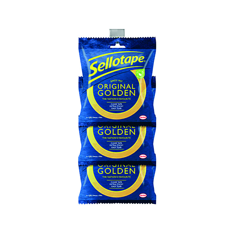 Sellotape+Original+Golden+Tape+24mmx50m+Clip+Strip+%28Pack+of+12%29+2928293