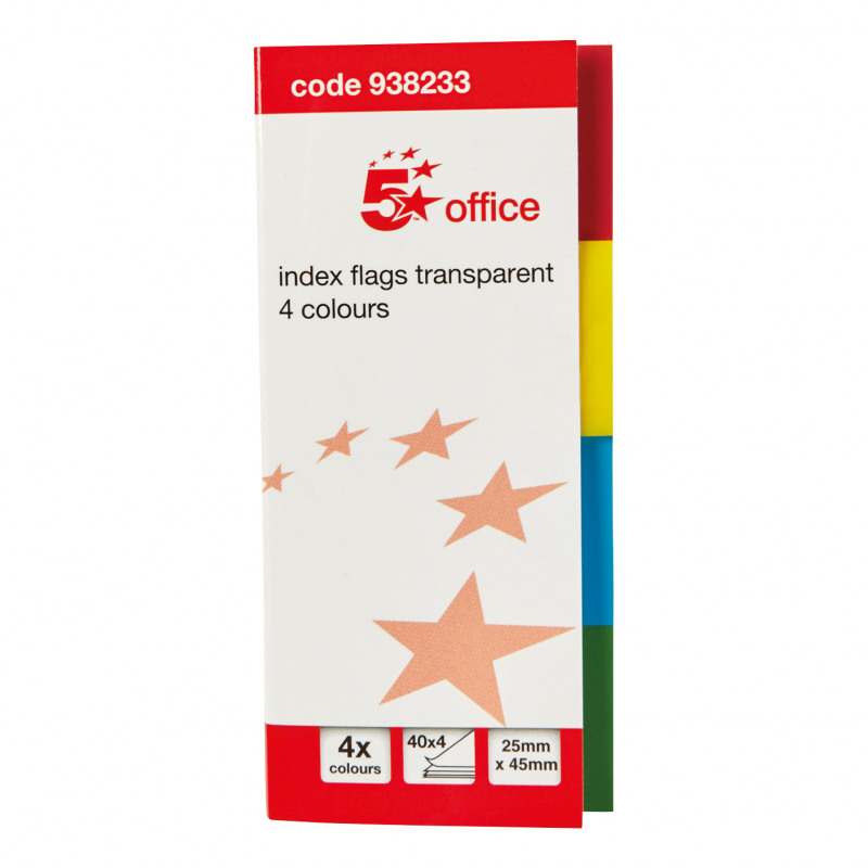 5+Star+Office+Index+Flag+Transparent+Four+Colour+%28Pack+of+5%29
