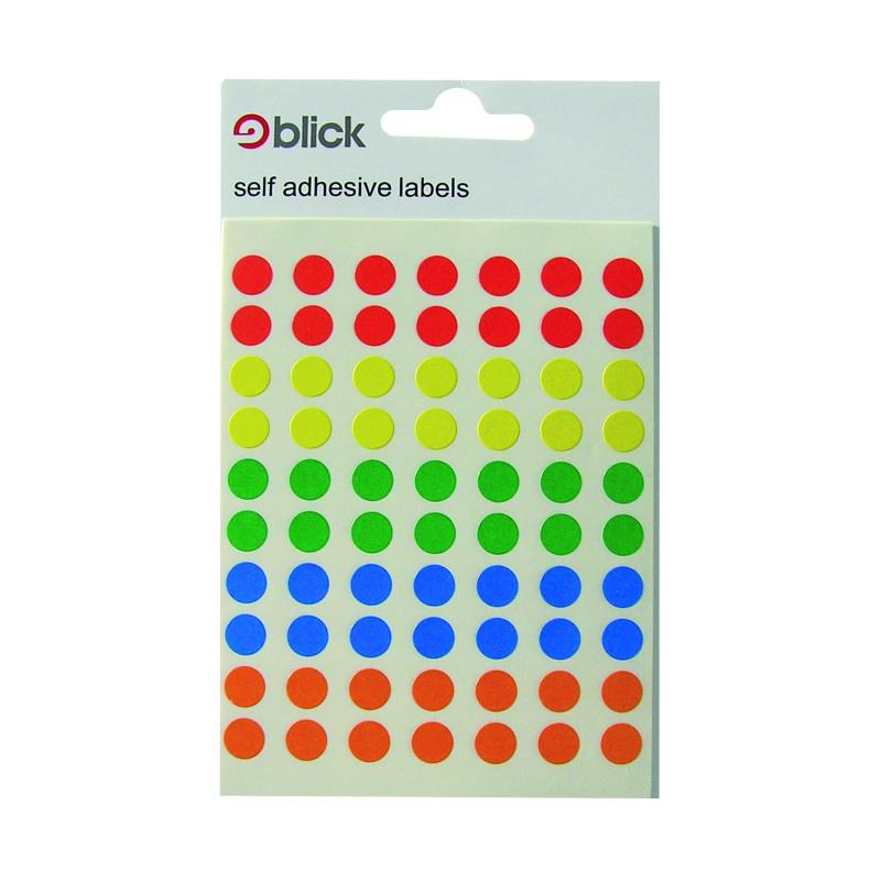 Blick+Coloured+Labels+in+Bags+Round+8mm+Dia+350+Per+Bag+Assorted+%28Pack+of+7000%29+RS003656