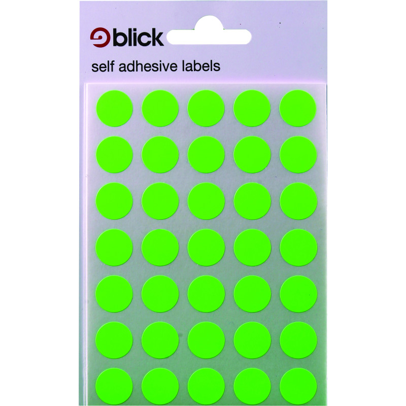 Blick+Fluorescent+Labels+in+Bags+Round+13mm+Dia+140+Per+Bag+Green+%28Pack+of+2800%29+RS004158