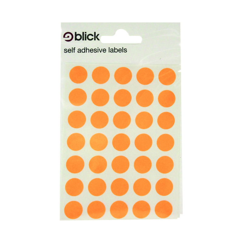Blick+Fluorescent+Labels+in+Bags+Round+13mm+Dia+140+Per+Bag+Orange+%28Pack+of+2800%29+RS004356