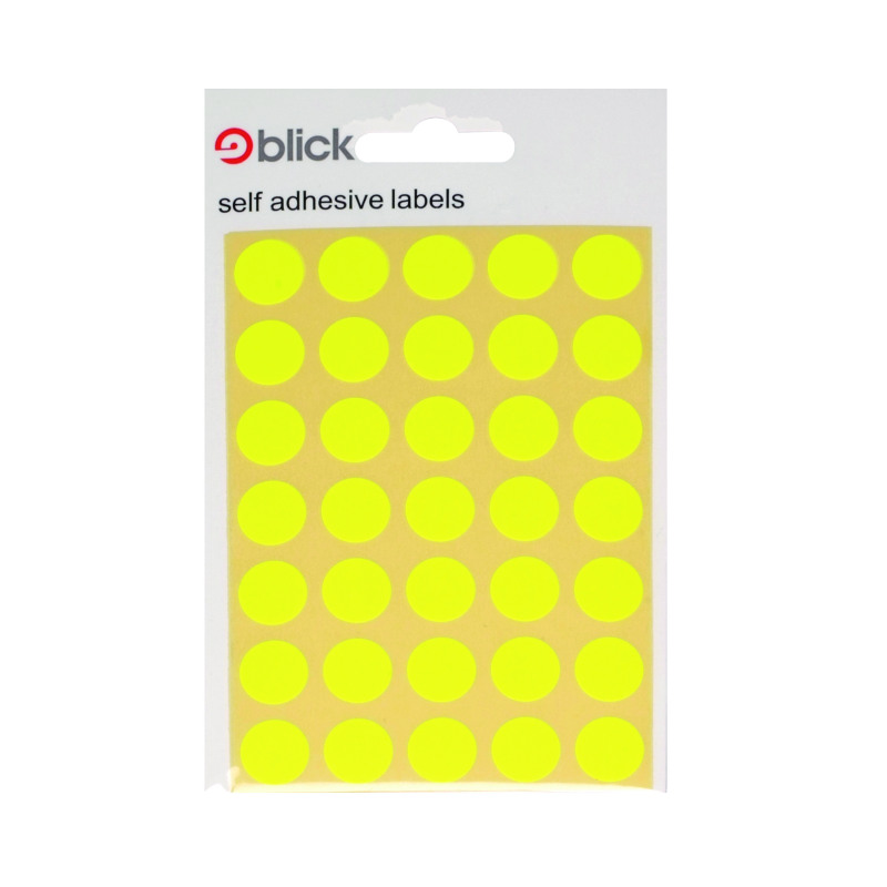 Blick+Fluorescent+Labels+in+Bags+Round+13mm+Dia+140+Per+Bag+Yellow+%28Pack+of+2800%29+RS004752