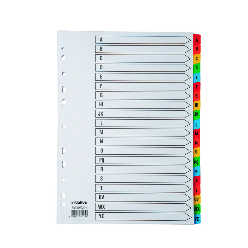 Initiative+White+Board+A4+160gsm+Divider+A-Z+Coloured+Mylar+Tab