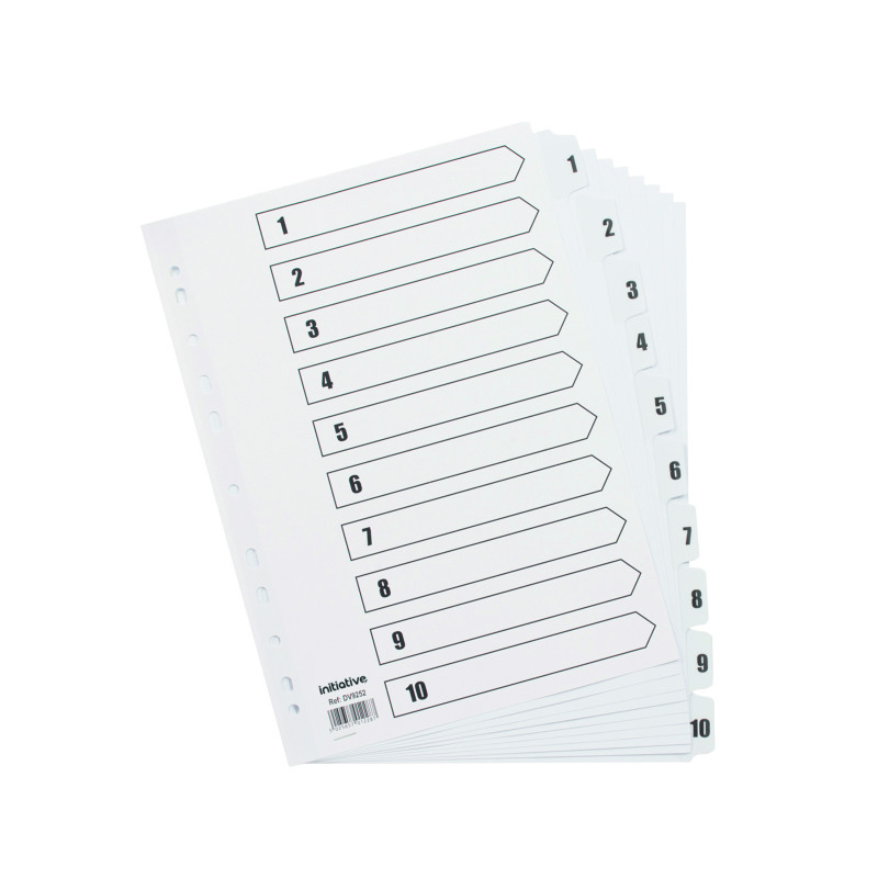 Initiative+White+Board+A4+160gsm+Divider+1-10+Mylar+Tab