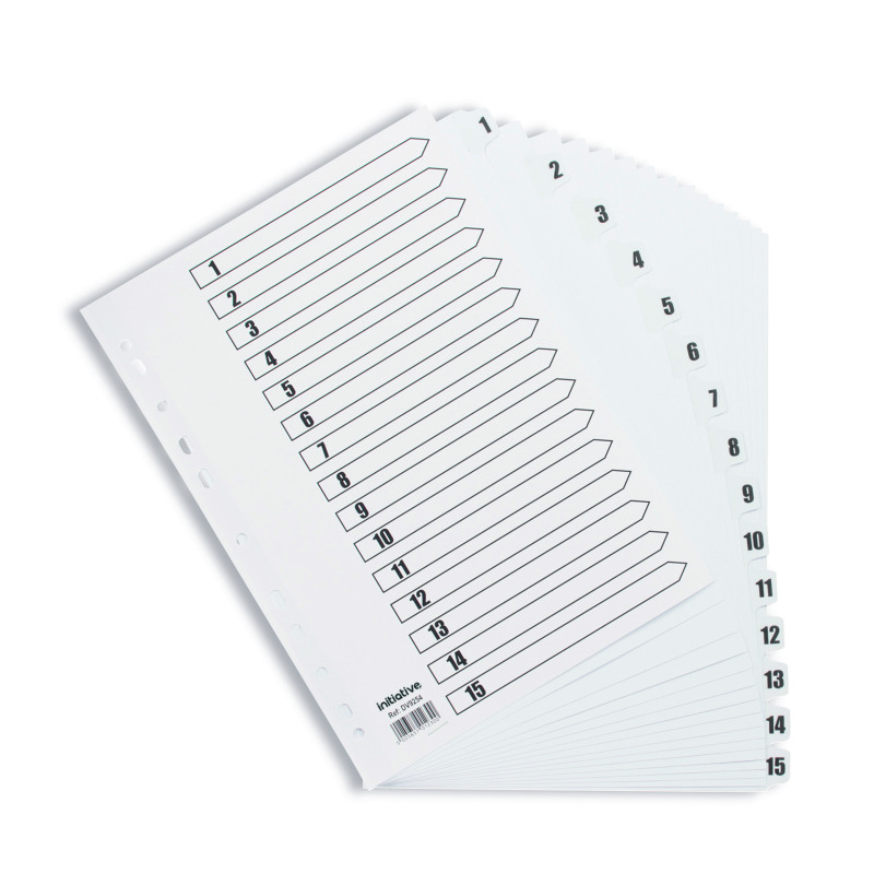 Initiative+White+Board+A4+160gsm+Divider+1-15+Mylar+Tab