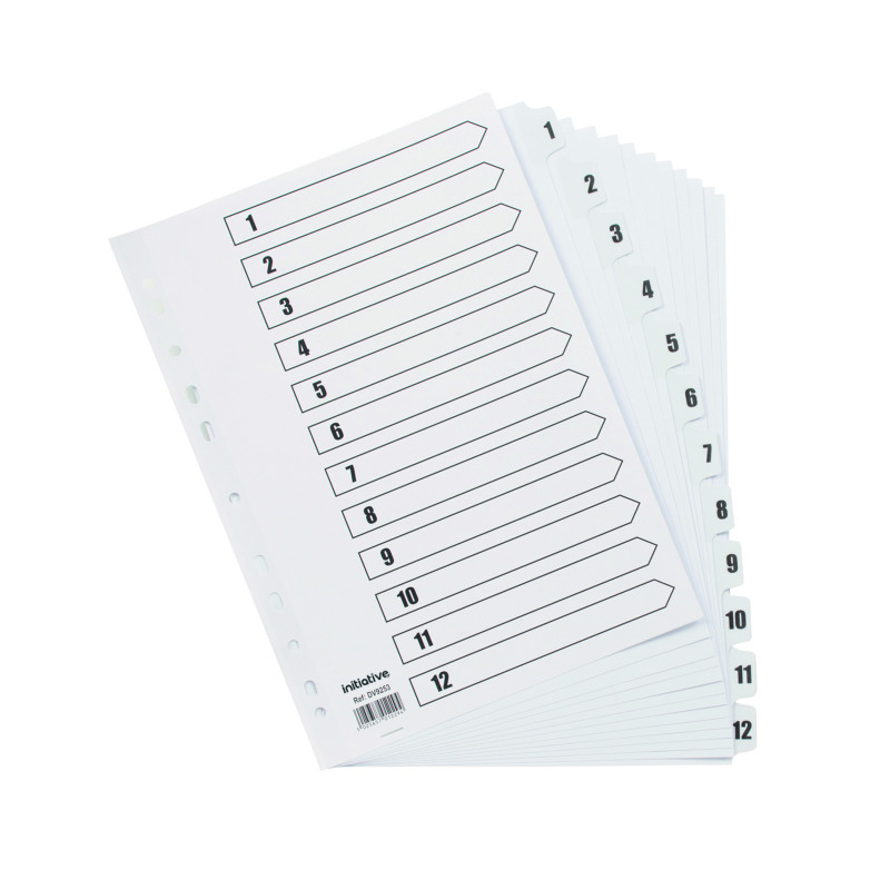 Initiative+White+Board+A4+160gsm+Divider+1-12+Mylar+Tab