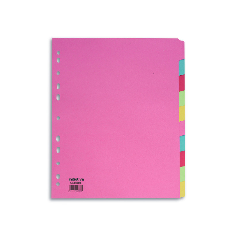 Initiative+Divider+A4+Extra+Wide+Manilla+10+Part+Multi-Coloured+150gsm+100%25+Recycled
