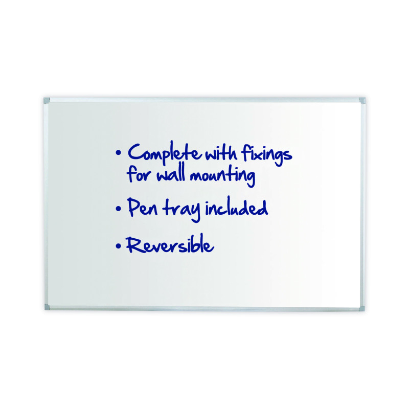 Initiative+Reversible+Non+Magnetic+Drywipe+Board+Aluminium+Frame+With+Pen+Tray+900x600mm+%283x2%29