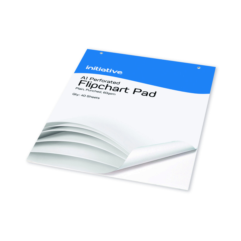 Initiative+Punched+Perforated+Flipchart+Pad+A1+60gsm+White+Bleedproof+Paper+40+Sheets+%285+Pack%29
