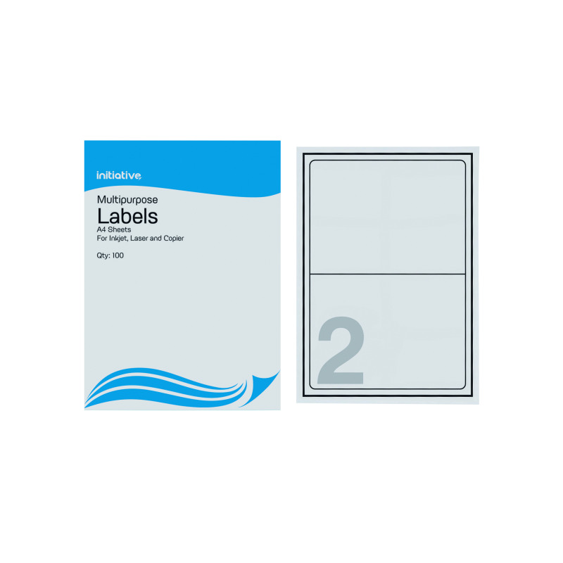 Initiative+Multipurpose+Labels+199.6x143.5mm+2+Per+Sheet+%28100+Pack%29