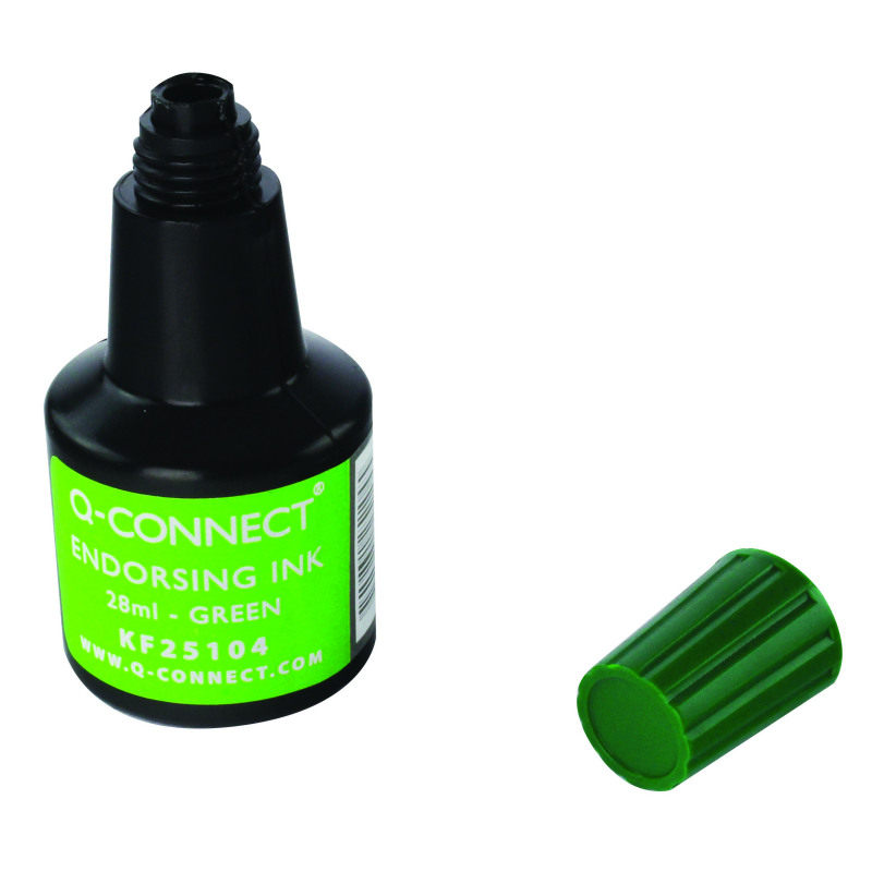 Q-Connect+Endorsing+Ink+28ml+Green+%28Pack+of+10%29+KF25104Q