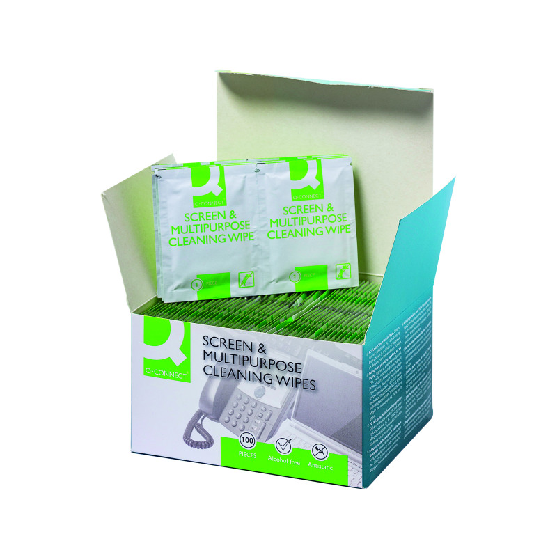 Q-Connect+Screen+%26+Multi-Purpose+Wipes+%28100+Pack%29+KF04503