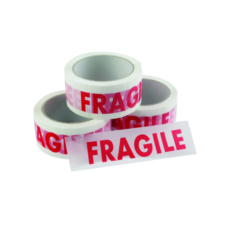 Vinyl+Tape+Printed+Fragile+50mmx66m+White+Red+%28Pack+of+6%29+PPVC-FRAGILE