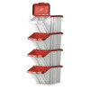 Storage Container Bin 50L 30kg Load W390xD630xH340mm White and Red Lid [Pack 4]