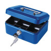 Cash Box with Simple Latch and 2 Keys plus Removable Coin Tray 152mm Blue