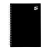 5 Star Office Notebook Wirebound Hard Cover Ruled 80gsm A5 Black [Pack 5]
