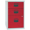 Bisley A4 Home Filer 3 Drawer Lockable Grey and Red BY61415
