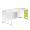 Arista Single 1200mm White/Green Pedestal Desk