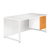 Arista Single 1600mm White/Orange Pedestal Desk
