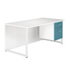 Arista Single 1600mm White/Blue Pedestal Desk