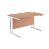 First Rectangular Cantilever Desk 1200mm Oak with White Leg