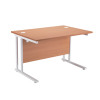 First Rectangular Cantilever Desk 1400mm Beech with White Leg