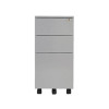 First Steel Slimline Under Desk Pedestal 3 Drawer Silver