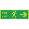 Safety Sign Niteglo Fire Exit Running Man Arrow Left 150x450mm Self-Adhesive NG27A/S