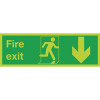 Safety Sign Niteglo Fire Exit Running Man Arrow Left 150x450mm Self-Adhesive NG27A/S