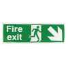 Safety Sign Fire Exit Running Man Arrow Down/Left 150x450mm Self-Adhesive E97SS