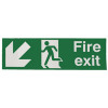Safety Sign Fire Exit Running Man Arrow Down/Right 150x450mm Self-Adhesive E99S/S