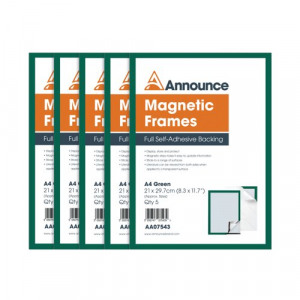 AA07543 Announce Magnetic Frames A4 Green, Prime Products Ltd
