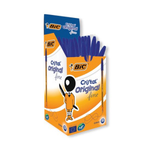 BC13447 Bic Orange Ball Point Pen Fine Point Blue, 100 Office