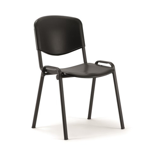 59994DY ISO Stacking Chair Black Poly, Stationery Express Ltd