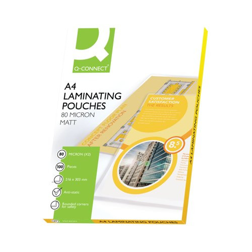 KF24057 Q-Connect Matt A4 Laminating Pouch 160, The Office Box