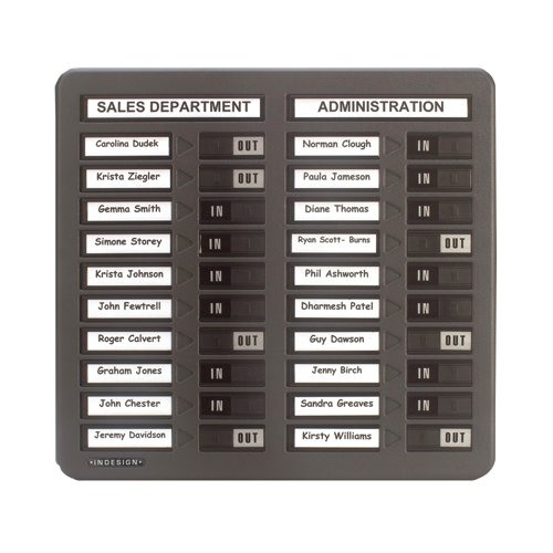 PS15001 Indesign 20 Names In Out Board Grey, The Office Box