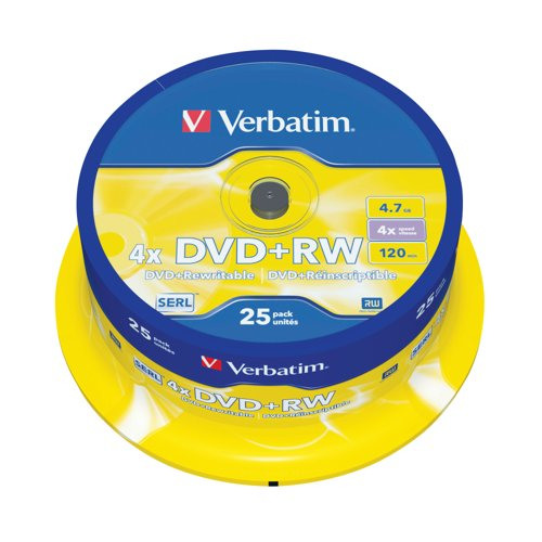 VM83324 Verbatim DVD+RW Spindle 4x, CPS Office Supplies Ltd