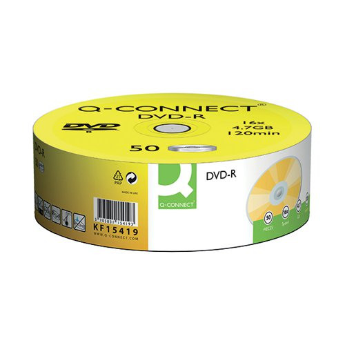 Q Connect DVD R 4.7GB Cake Box Pack of 50 KF15419 Higgs Office Supplies