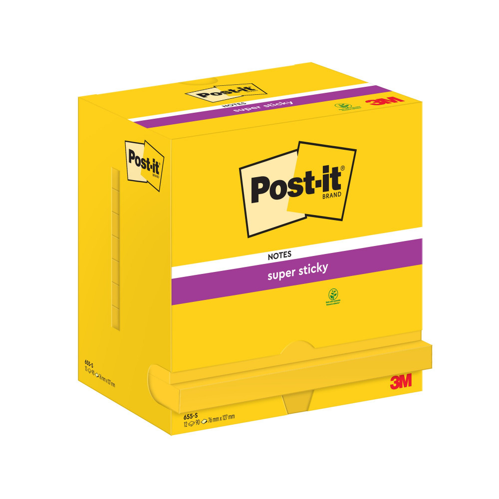POSTIT S-STICKY 76X127MM ULTRA YW PK12