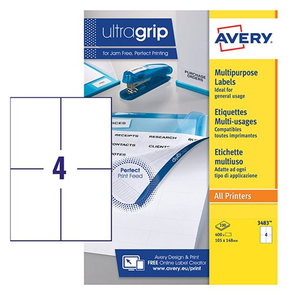 AVERY 3483 MULTIPURPOSE LABELS 100 SHEET